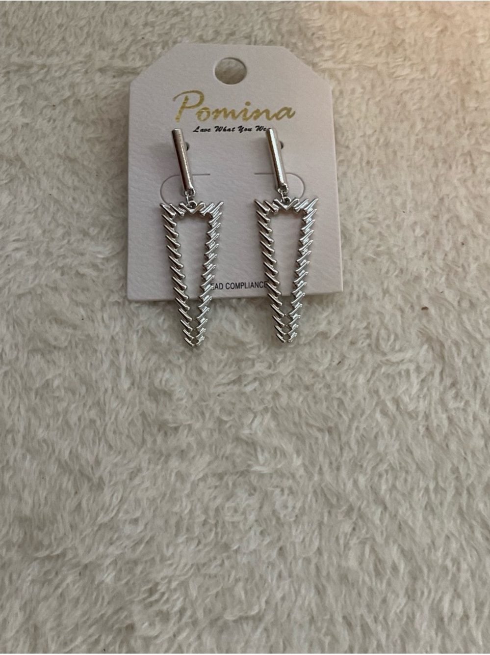 Pomina Silver Textured Chevron Drop Earrings